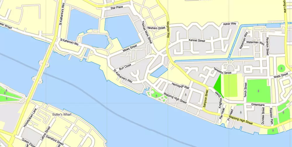 Printable Map London Center, England UK, vector map Adobe Illustrator editable City Plan G-View Level 16 (250 meters scale) V3.09, full vector, scalable, editable, text format street names, 13 mb ZIP