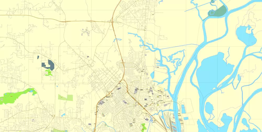 Printable Map Mobile, Alabama, US, exact vector street City Plan map V3.09, full editable, Adobe Illustrator, full vector, scalable, editable text format street names, 7 mb ZIP