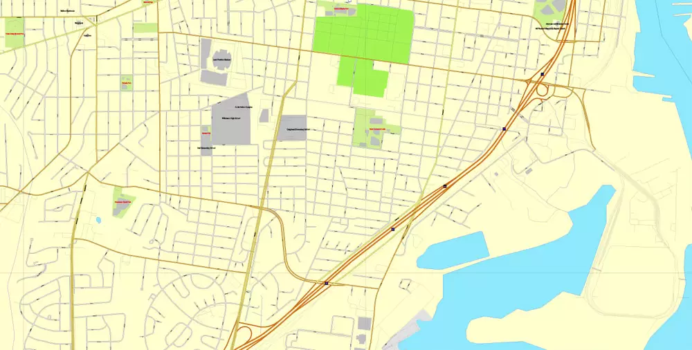 Printable Map Mobile, Alabama, US, exact vector street City Plan map V3.09, full editable, Adobe Illustrator, full vector, scalable, editable text format street names, 7 mb ZIP