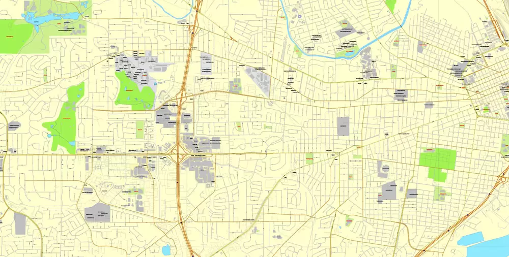 Printable Map Mobile, Alabama, US, exact vector street City Plan map V3.09, full editable, Adobe Illustrator, full vector, scalable, editable text format street names, 7 mb ZIP