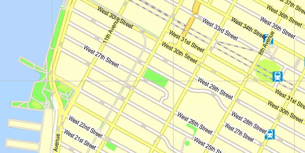 Printable Map New York City, US, exact vector street G-view Level 15 (500 meters) map V3.09, full editable, Adobe Illustrator, full vector, scalable, editable text format street names, 23 mb ZIP