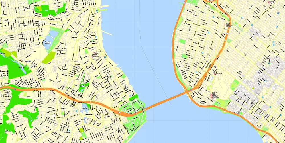 Printable Map New York City, US, exact vector street G-view Level 15 (500 meters) map V3.09, full editable, Adobe Illustrator, full vector, scalable, editable text format street names, 23 mb ZIP