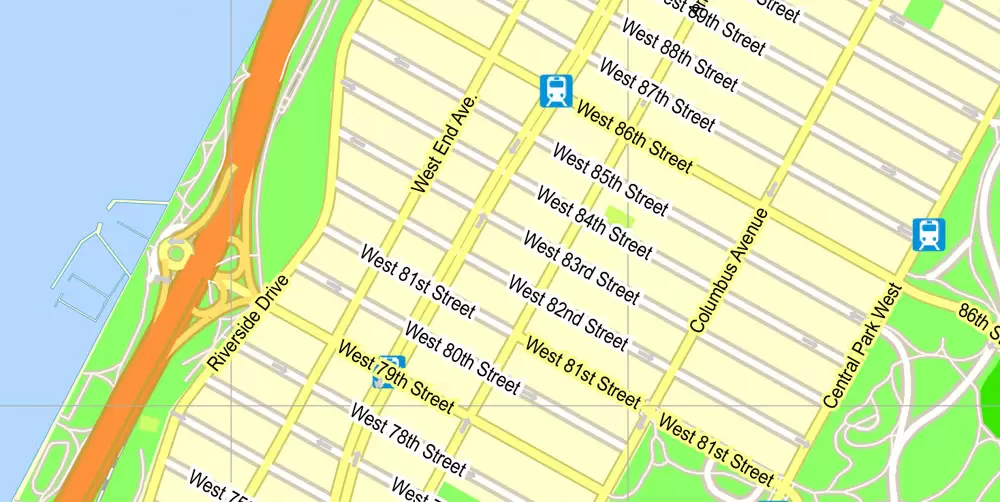 Printable Map New York City, US, exact vector street G-view Level 15 (500 meters) map V3.09, full editable, Adobe Illustrator, full vector, scalable, editable text format street names, 23 mb ZIP
