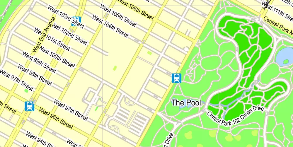Printable Map New York City, US, exact vector street G-view Level 15 (500 meters) map V3.09, full editable, Adobe Illustrator, full vector, scalable, editable text format street names, 23 mb ZIP