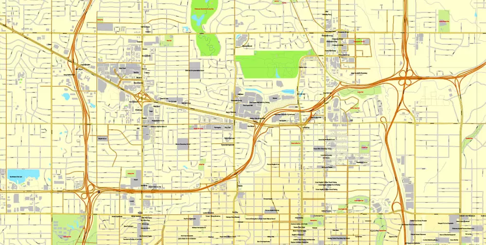 Printable Map Oklahoma City, Oklahoma, US, exact vector street City Plan map V3.09, full editable, Adobe Illustrator, full vector, scalable, editable text format street names, 16 mb ZIP