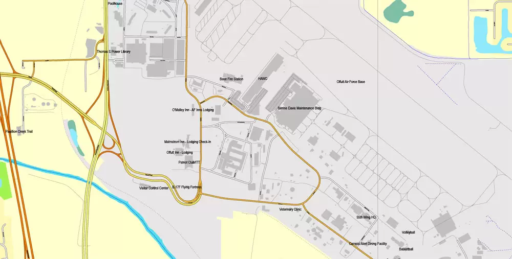 Printable Map Omaha, Nebraska, US, exact vector street City Plan map V3.09, full editable, Adobe Illustrator, full vector, scalable, editable text format street names, 11 mb ZIP