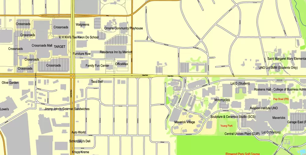 Printable Map Omaha, Nebraska, US, exact vector street City Plan map V3.09, full editable, Adobe Illustrator, full vector, scalable, editable text format street names, 11 mb ZIP