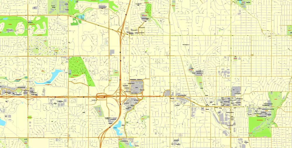 Printable Map Omaha, Nebraska, US, exact vector street City Plan map V3.09, full editable, Adobe Illustrator, full vector, scalable, editable text format street names, 11 mb ZIP