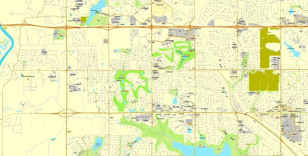 Printable Map Omaha, Nebraska, US, exact vector street City Plan map V3.09, full editable, Adobe Illustrator, full vector, scalable, editable text format street names, 11 mb ZIP