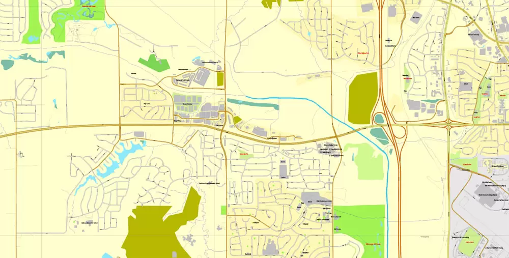 Printable Map Omaha, Nebraska, US, exact vector street City Plan map V3.09, full editable, Adobe Illustrator, full vector, scalable, editable text format street names, 11 mb ZIP