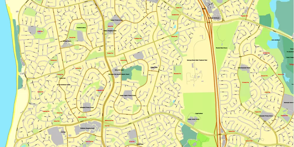 Printable Map Perth, Australia, exact vector street City Plan map V.3.09, full editable, Adobe Illustrator, full vector, scalable, editable, text format street names, 19 mb ZIP
