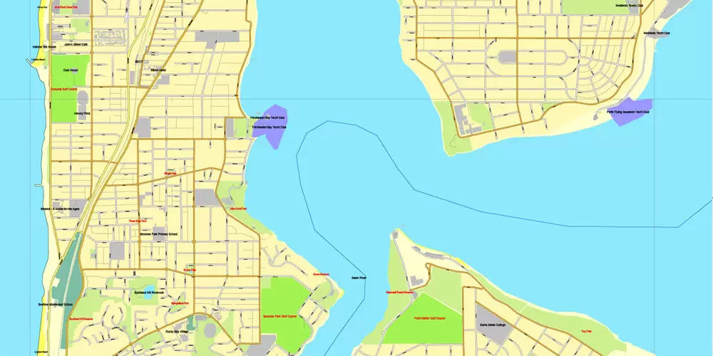 Printable Map Perth, Australia, exact vector street City Plan map V.3.09, full editable, Adobe Illustrator, full vector, scalable, editable, text format street names, 19 mb ZIP