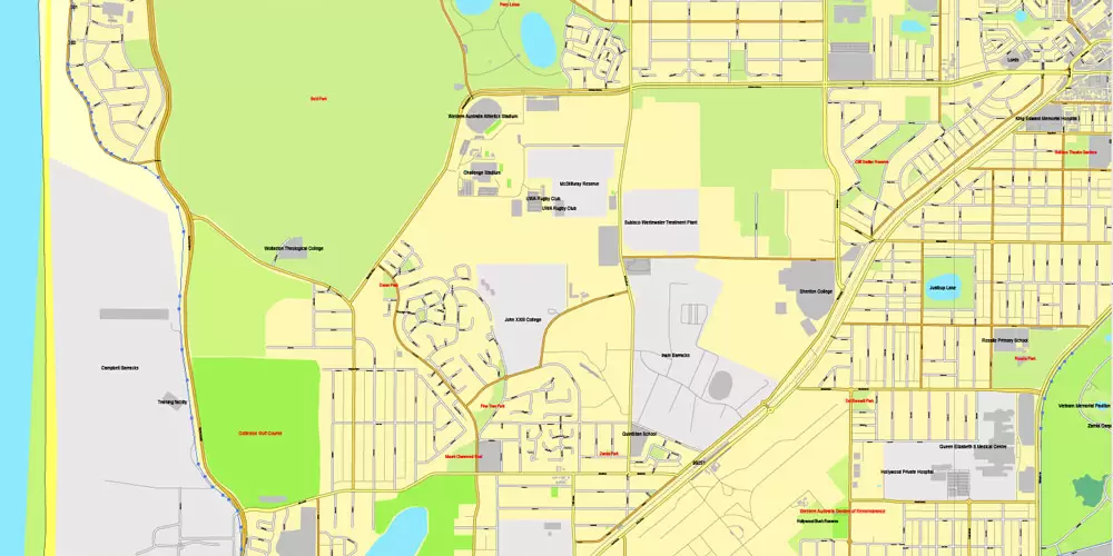 Printable Map Perth, Australia, exact vector street City Plan map V.3.09, full editable, Adobe Illustrator, full vector, scalable, editable, text format street names, 19 mb ZIP
