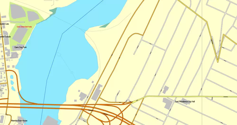 Printable Map Providence, Rhode Island, US, exact vector street City Plan map V3.09, full editable, Adobe Illustrator, full vector, scalable, editable text format street names, 6 mb ZIP