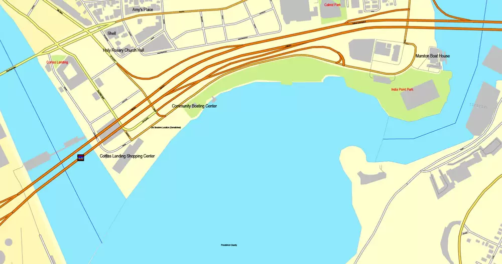 Printable Map Providence, Rhode Island, US, exact vector street City Plan map V3.09, full editable, Adobe Illustrator, full vector, scalable, editable text format street names, 6 mb ZIP