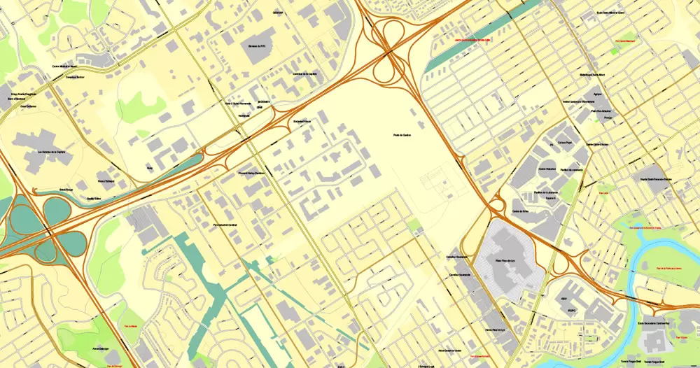 Printable Map Quebec City, Canada, Printable City Plan V.3.09 Adobe Illustrator, full vector, Map V3.09, scalable, editable, separated text layer street names, 8 mb ZIP