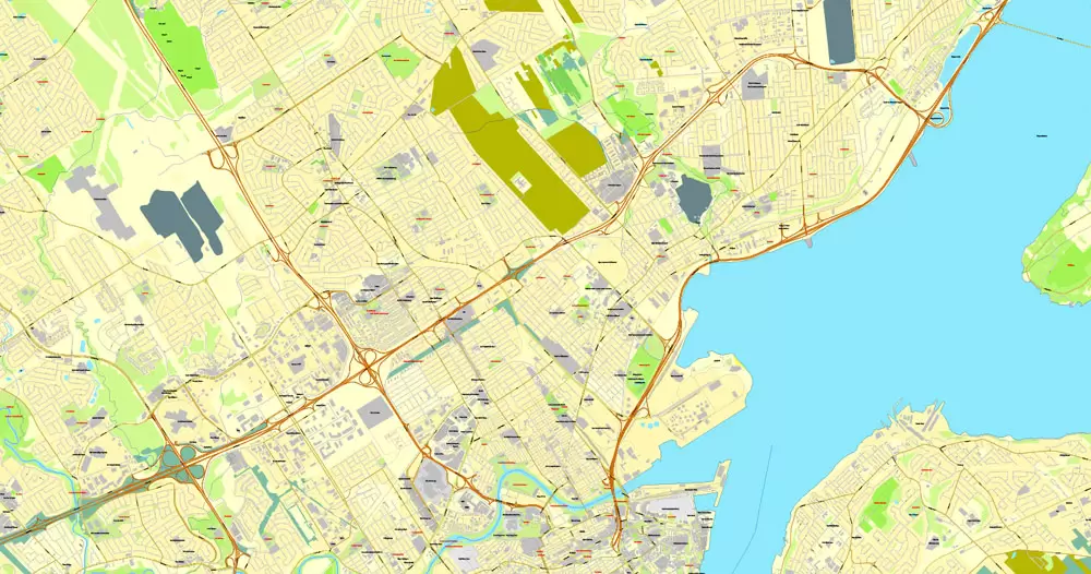 Printable Map Quebec City, Canada, Printable City Plan V.3.09 Adobe Illustrator, full vector, Map V3.09, scalable, editable, separated text layer street names, 8 mb ZIP
