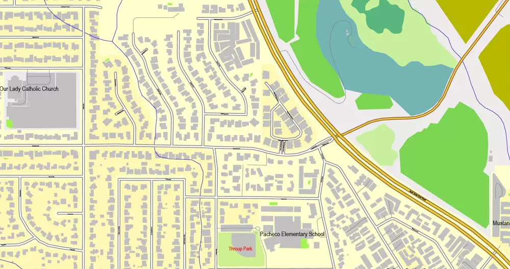 Printable Map San Louis Obispo, Californis, US, exact vector street City Plan map V3.09, full editable, Adobe Illustrator, full vector, scalable, editable text format street names, 3 mb ZIP