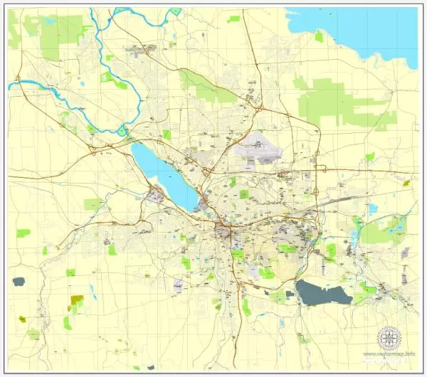 Printable Map Syracuse, New York, US, exact vector street City Plan map V2.09, full editable, Adobe Illustrator, full vector, scalable, editable text format street names, 7 mb ZIP