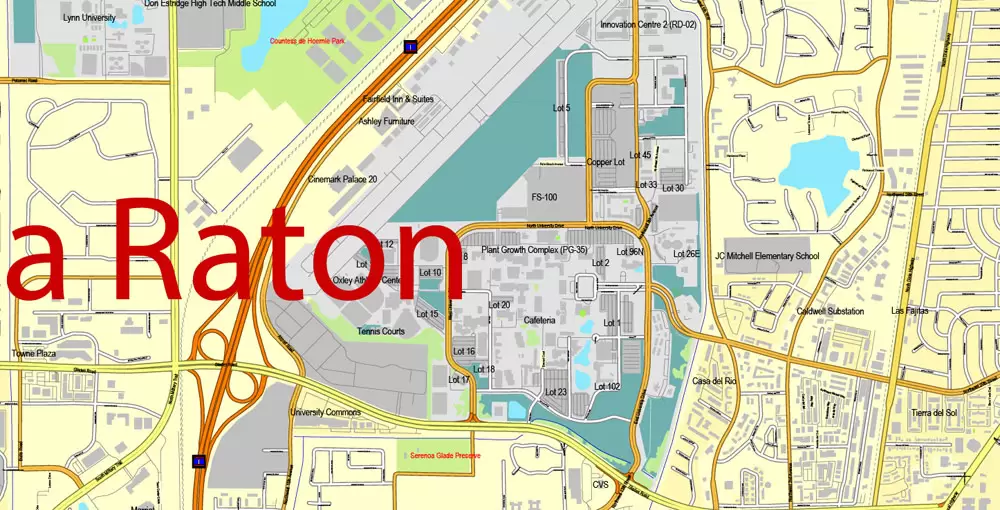 Printable Map Greater Miami, Florida, US, exact vector street City Plan map in 4 parts V5.10, full editable, Adobe Illustrator, full vector, scalable, editable text format street names, 57 mb ZIP