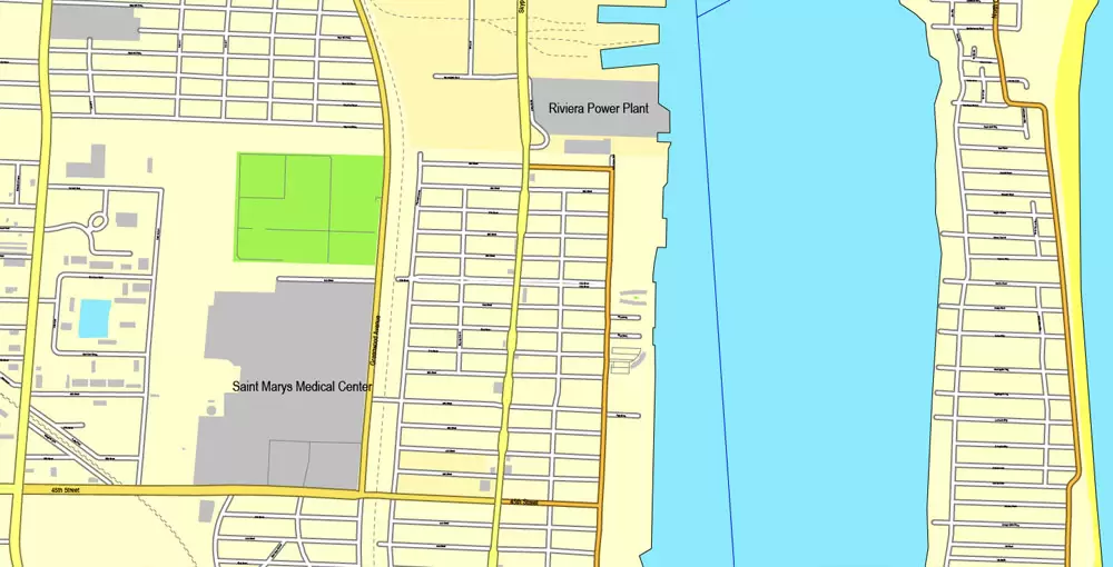 Printable Map Greater Miami, Florida, US, exact vector street City Plan map in 4 parts V5.10, full editable, Adobe Illustrator, full vector, scalable, editable text format street names, 57 mb ZIP