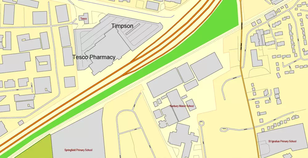 Printable Map Heathrow, Feltham, Hounslow map (part of Greater London Map), England UK, printable vector map Adobe Illustrator editable City Plan, full vector, scalable, editable, text format street names, 5 mb ZIP