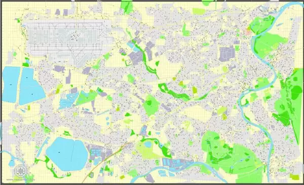 Heathrow, Feltham, Hounslow map (part of Greater London Map), England UK, printable vector map Adobe Illustrator editable City Plan G-View Level 17 (100 meters scale), full vector, scalable, editable, text format street names, 3 mb ZIP