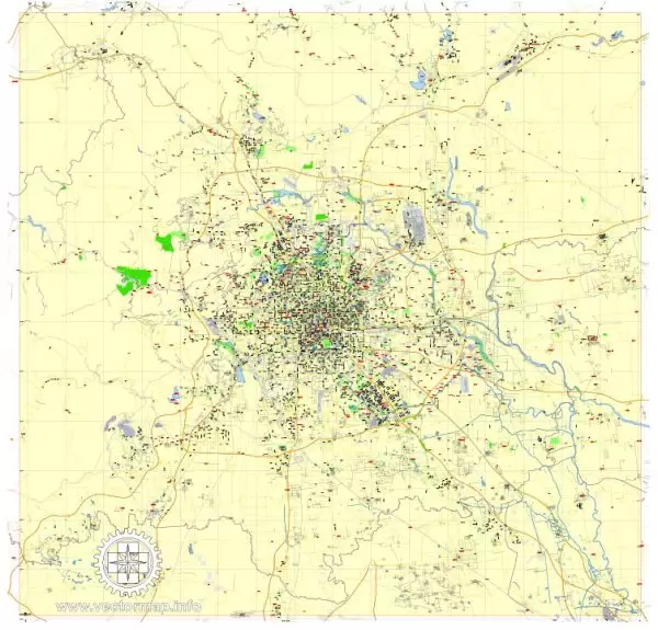 Printable Map Beijing, China, exact vector street G-view Level 13 (2.000 meters) map, full editable, Adobe illustrator, full vector, scalable, editable, text format street names, 7 mb ZIP