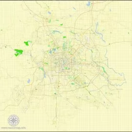Printable Map Beijing, China, exact vector street G-view Level 15 (500 meters scale) map, full editable in ENGLISH, Adobe illustrator, full vector, scalable, editable, text format street names, 7 mb ZIP