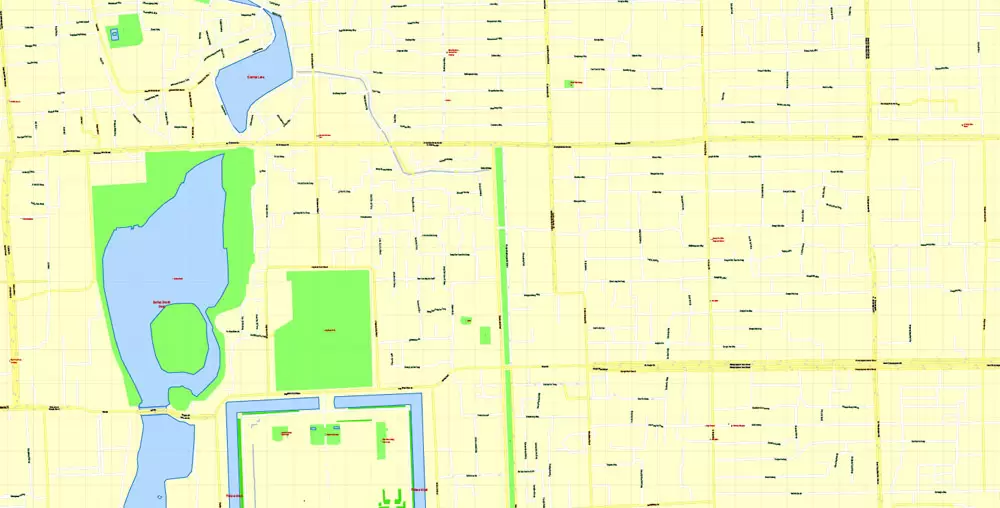 Printable Map Beijing, China, exact vector street G-view Level 17 (100 meters scale) map, full editable in ENGLISH, Adobe illustrator, full vector, scalable, editable, text format street names, 8 mb ZIP