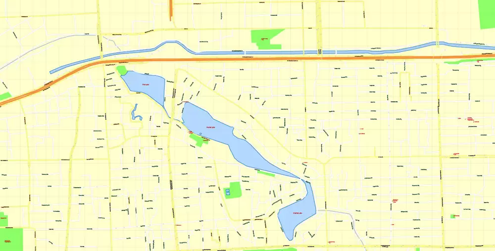 Printable Map Beijing, China, exact vector street G-view Level 17 (100 meters scale) map, full editable in ENGLISH, Adobe illustrator, full vector, scalable, editable, text format street names, 8 mb ZIP