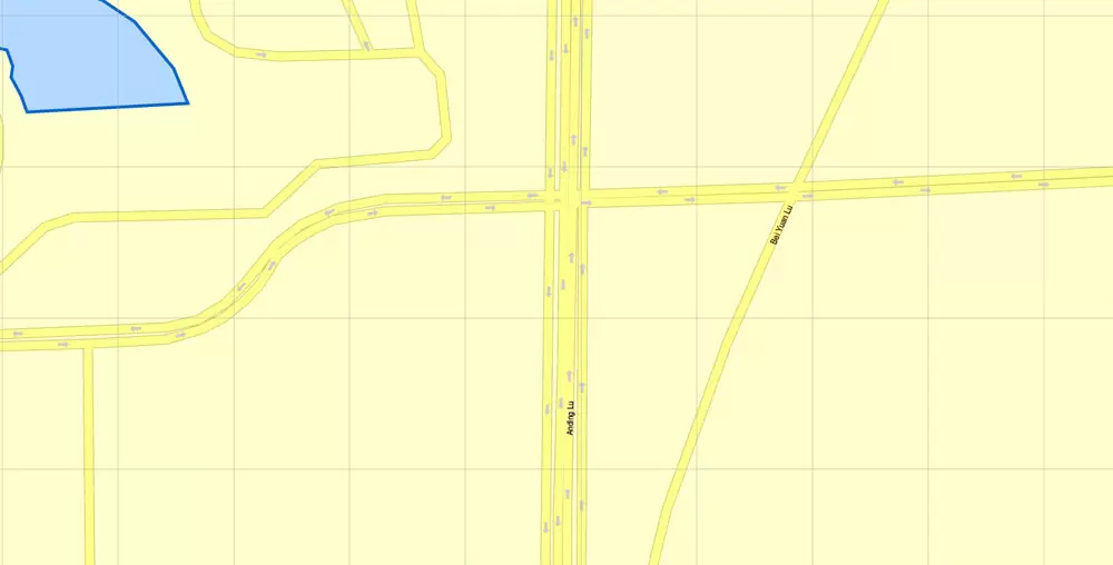 Printable Map Beijing, China, exact vector street G-view Level 17 (100 meters scale) map, full editable in ENGLISH, Adobe illustrator, full vector, scalable, editable, text format street names, 8 mb ZIP