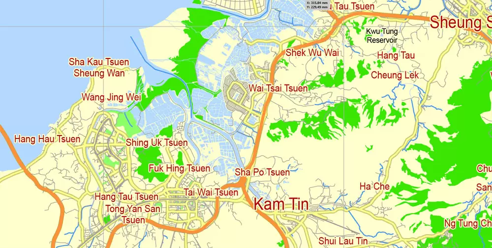 Free Download vector Map Hong Kong, China, Free printable editable SVG map Hong Kong in English