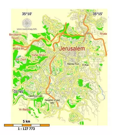 Jerusalem Free english Map, Printable map Jerusalem free 