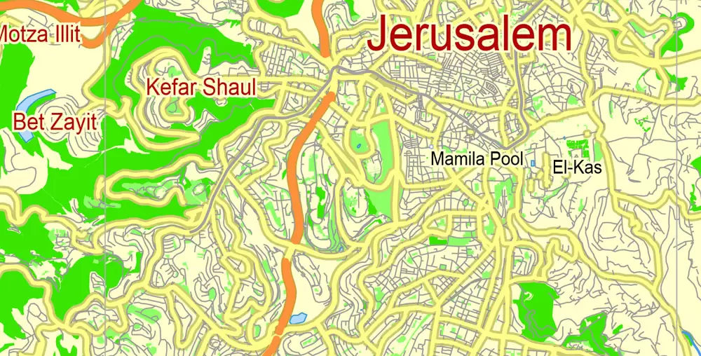 Jerusalem Free english Map, Printable map Jerusalem free