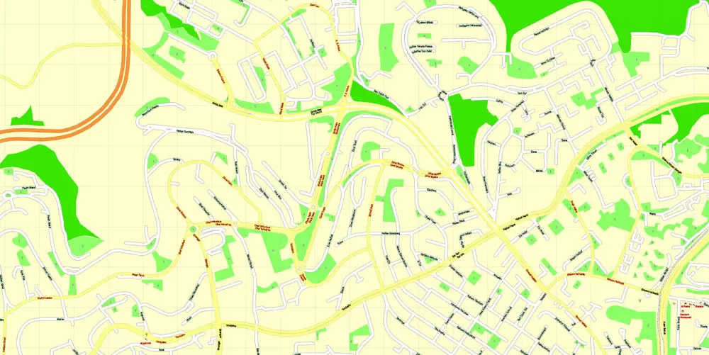 Printable Map Jerusalem, Israel, English vector map Adobe Illustrator editable G-View Level 17 (100 meters scale), full vector, scalable, editable, english text format street names, 4 mb ZIP