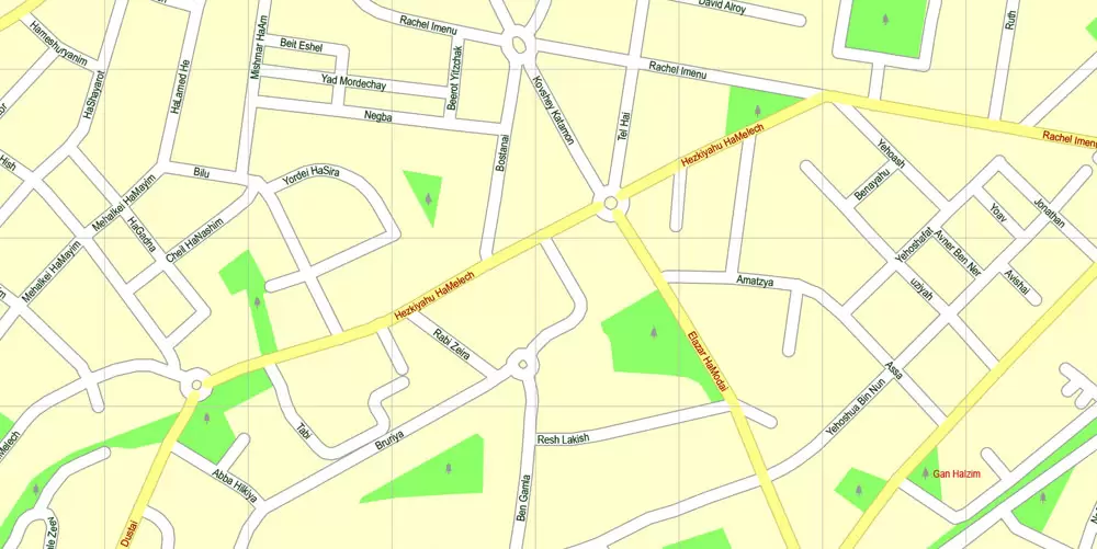Printable Map Jerusalem, Israel, English vector map Adobe Illustrator editable G-View Level 17 (100 meters scale), full vector, scalable, editable, english text format street names, 4 mb ZIP