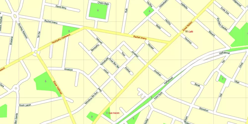 Printable Map Jerusalem, Israel, English vector map Adobe Illustrator editable G-View Level 17 (100 meters scale), full vector, scalable, editable, english text format street names, 4 mb ZIP