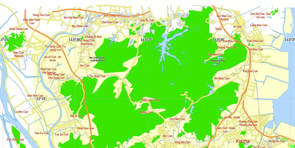 Macau Map PDF China, printable vector City Plan 5 km scale full editable in ENGLISH Adobe PDF Street Map