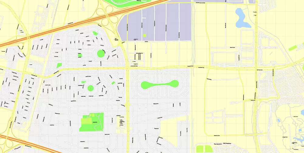 Printable Map Mountain View, California, US, exact vector street G-View Level 17 map (100 meters scale), full editable, Adobe Illustrator, full vector, scalable, editable, text format street names, 10 Mb ZIP.