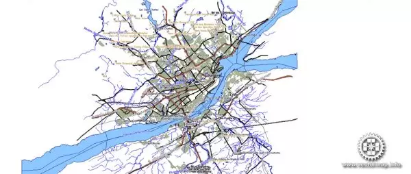 Quebec City Map, Canada, DWG, DXF, Shape files in 1 archive, V.4.10 full editable, 39 mb ZIP