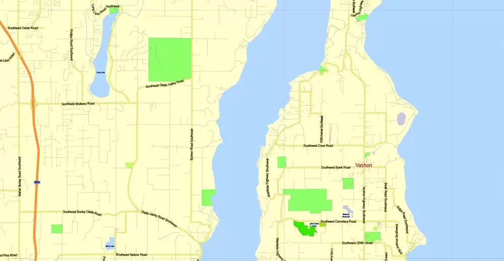 Printable Map Seattle Large Area with neighborhood, Washington, US, exact vector street G-View level 13 (2000 meter scale) map V2.10, full editable, Adobe Illustrator, full vector, scalable, editable text format street names, 18 mb ZIP