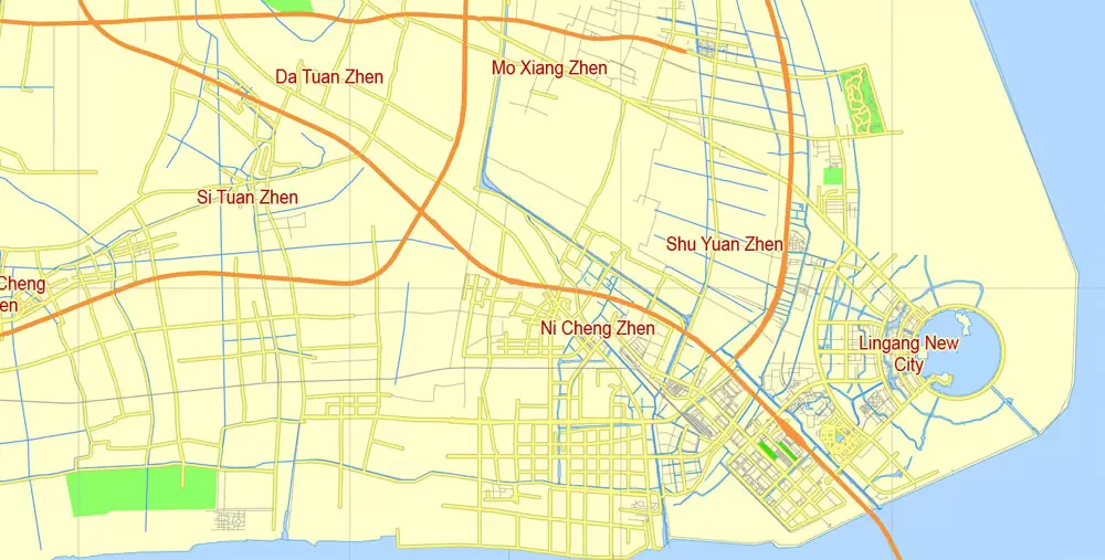Free Download vector Map Guangzhou, China, Free printable editable SVG map Guangzhou in English