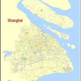 Shanghai, China, Free printable editable vector map SVG  in English