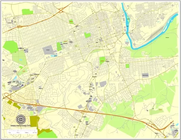 Allentown Vector Map Pennsylvania US exact vector street City Plan full editable Street Map Adobe Illustrator