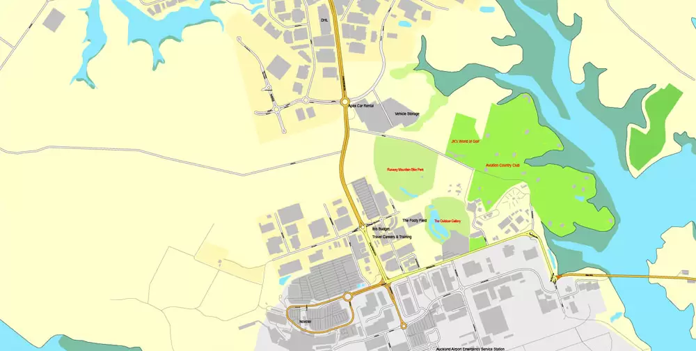 Printable Map of Auckland, New Zealand, exact vector street City Plan map, fully editable, Adobe Illustrator, full vector, scalable, editable, text format street names, 21 Mb ZIP