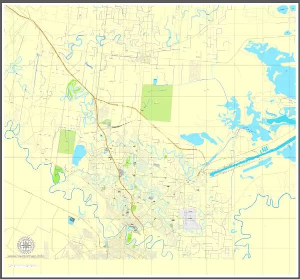 Printable map of Brownsville, Texas, US, vector street City Plan map, full editable, Adobe Illustrator V2.10, full vector, scalable, editable, text format street names, 3 Mb ZIP.