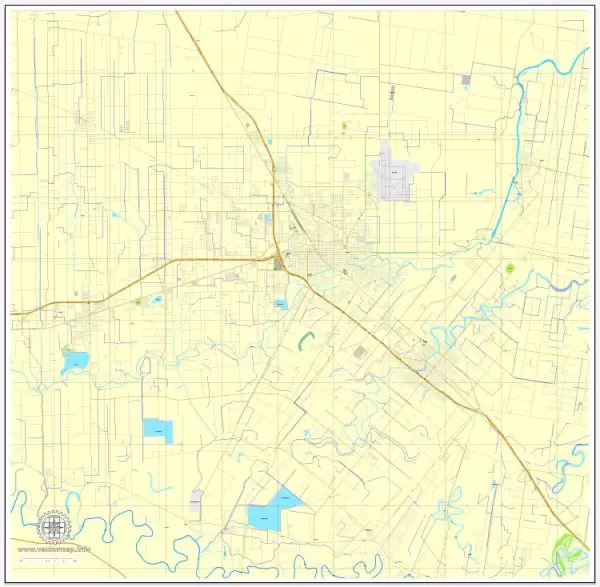 Harlingen PDF map, Texas, US printable vector street City Plan