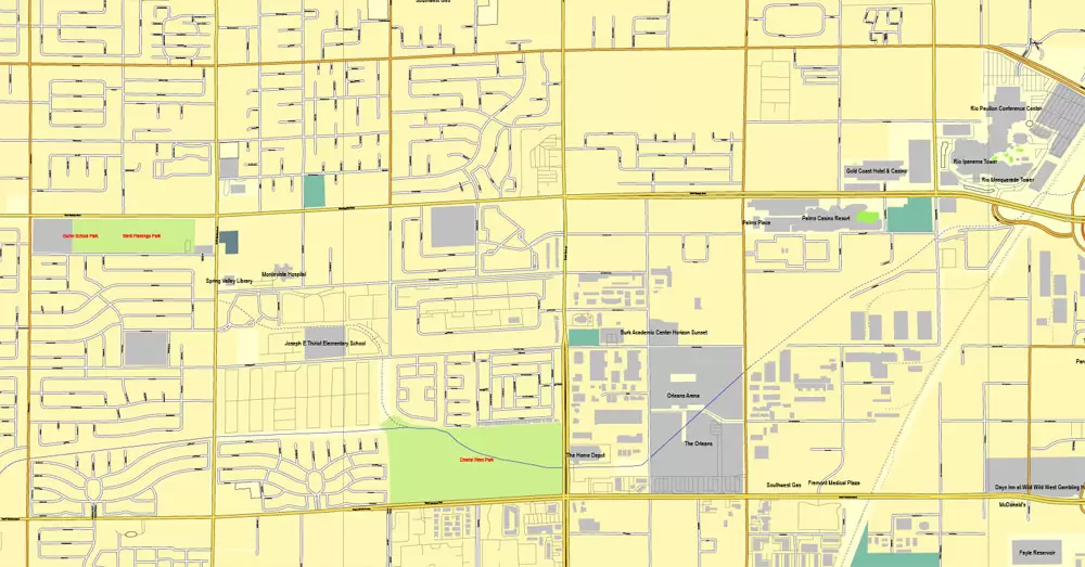Las Vegas PDF map Nevada US printable vector City Plan editable Adobe PDF Street Map, V3.10