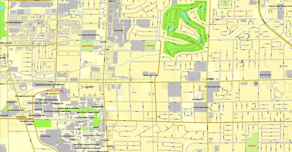 Las Vegas PDF map Nevada US printable vector City Plan editable Adobe PDF Street Map, V3.10